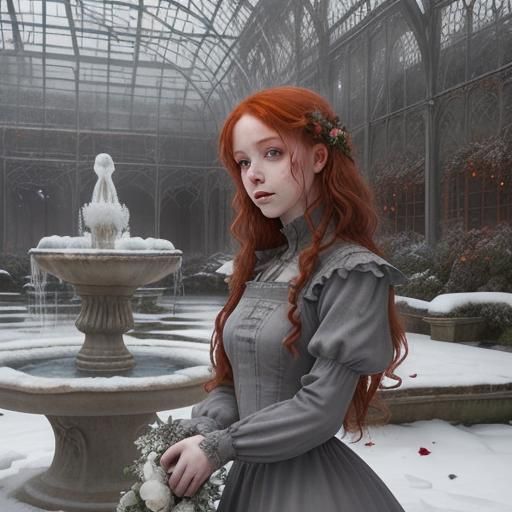 Haunting Beauty in Ruined Palace Greenhouse Painting