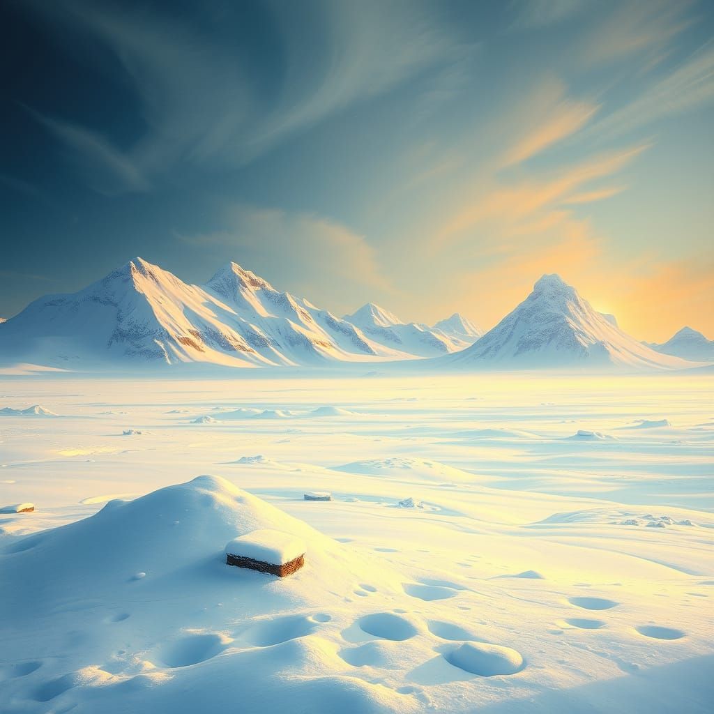 Frosted Mountains of the Arctic in Majestic Landscape