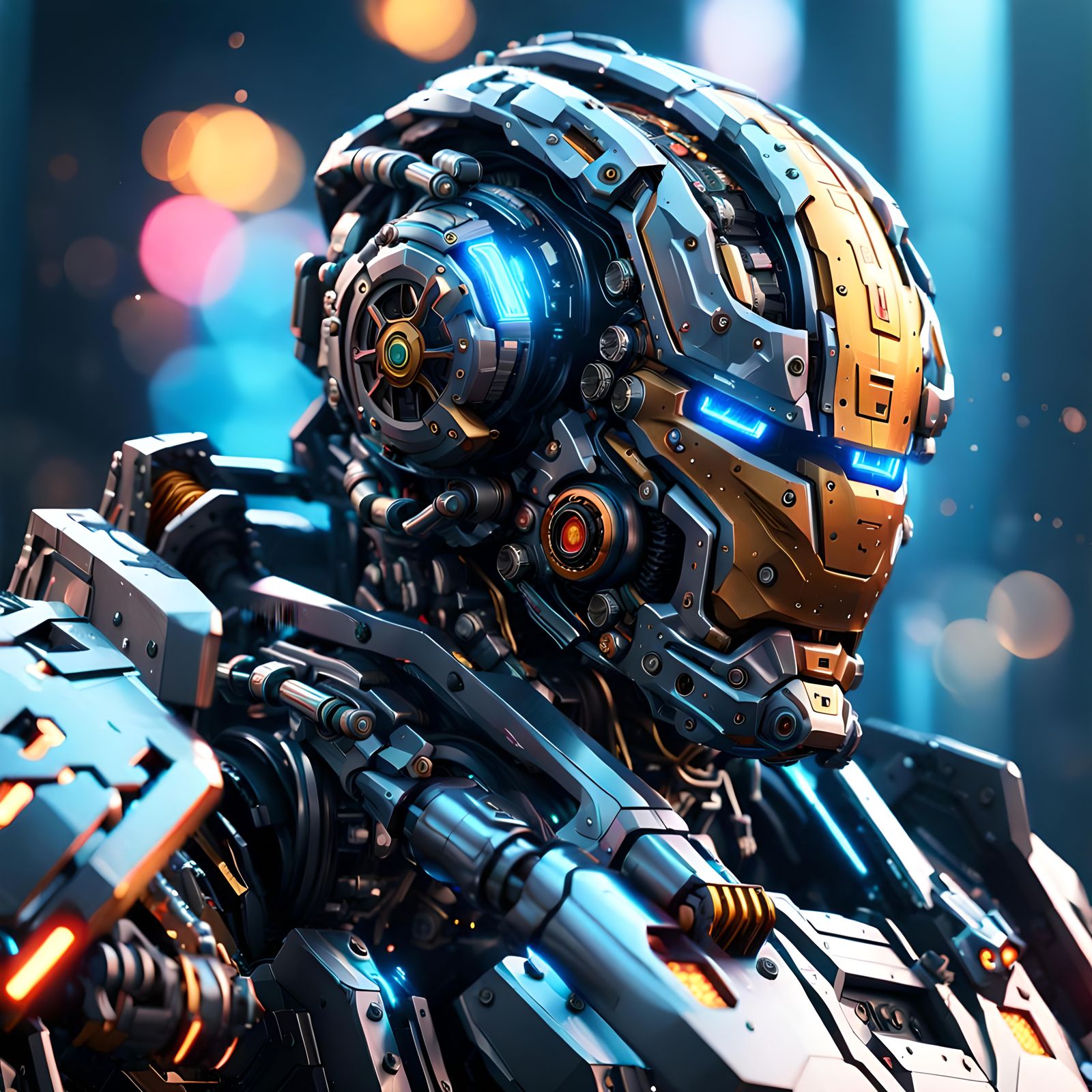 Cyber Knight in Hyperrealistic Sci-Fi Style