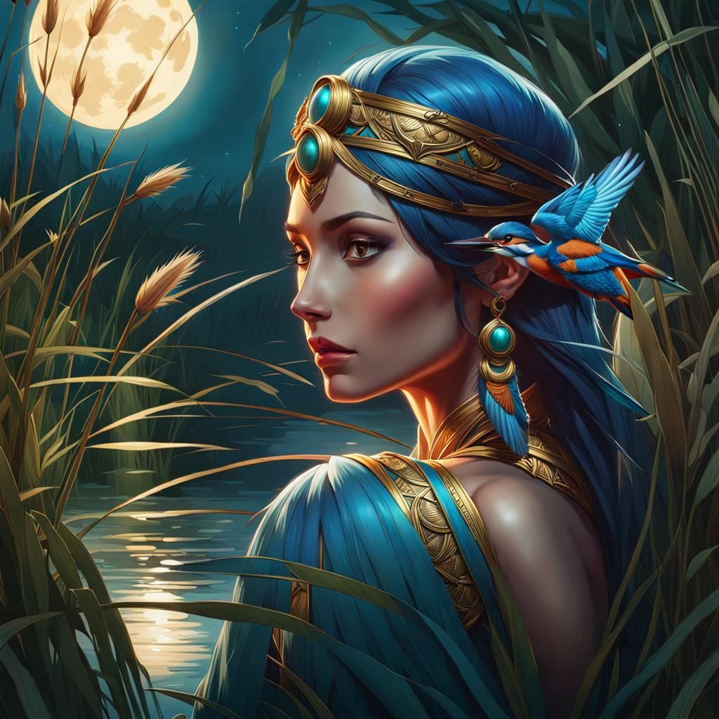 The kingfisher whispers his secret in Nesta's ear