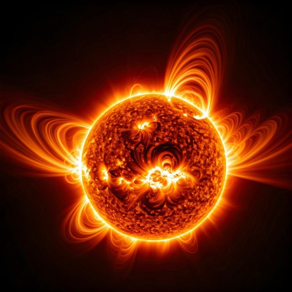 Spectacular Solar Flare in Abstract Expressionist Style
