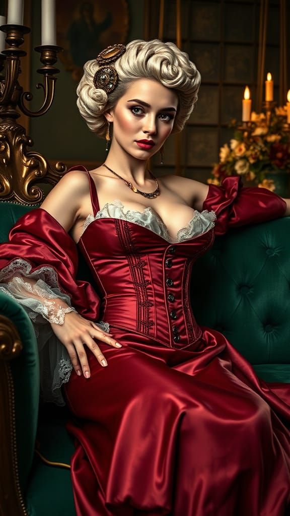 Steampunk Elegance in Crimson Velvet