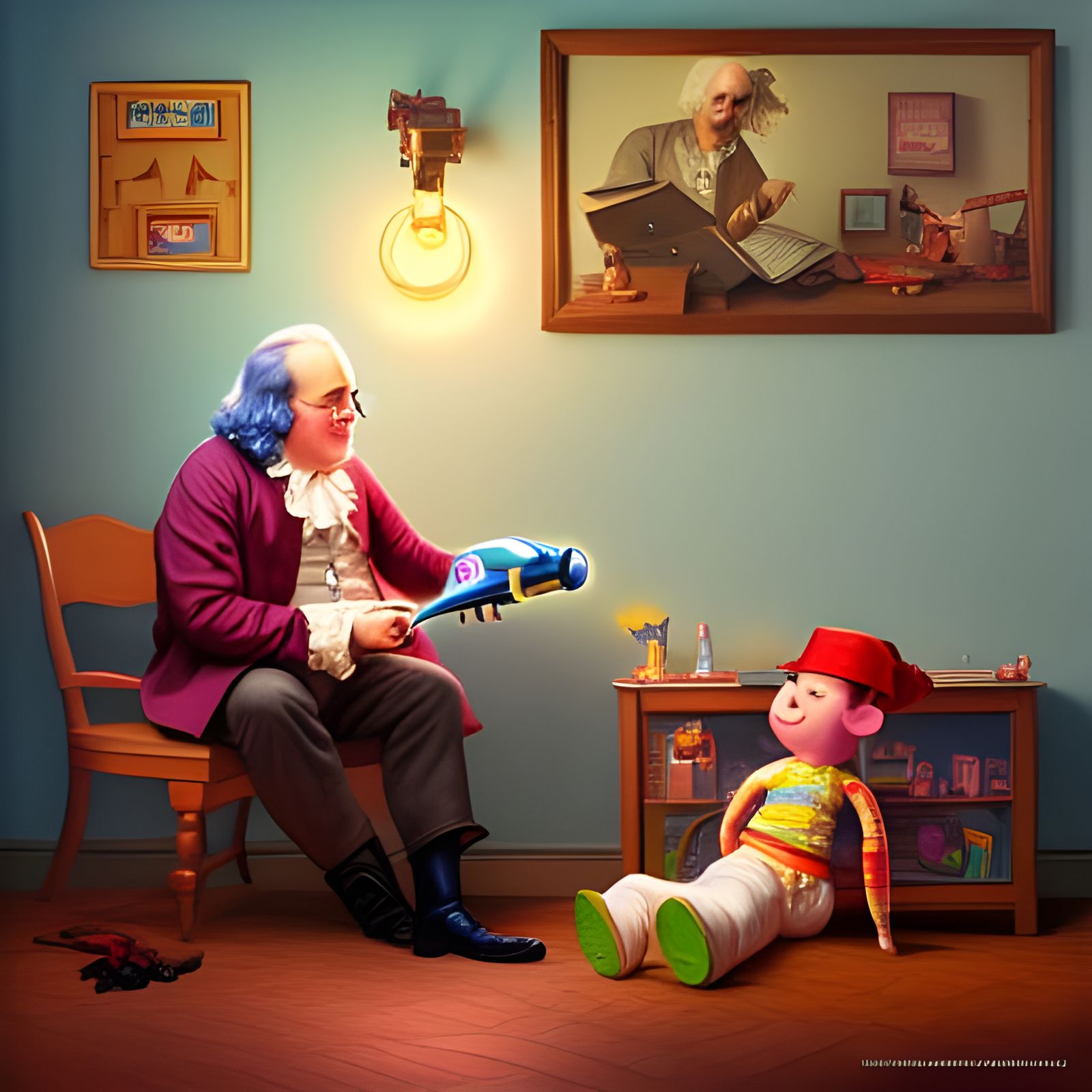 Benjamin Franklin's Weird Background Painting Terrifies Me