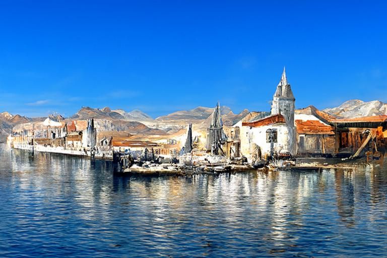 Town Through Window in Dutch Renaissance Style