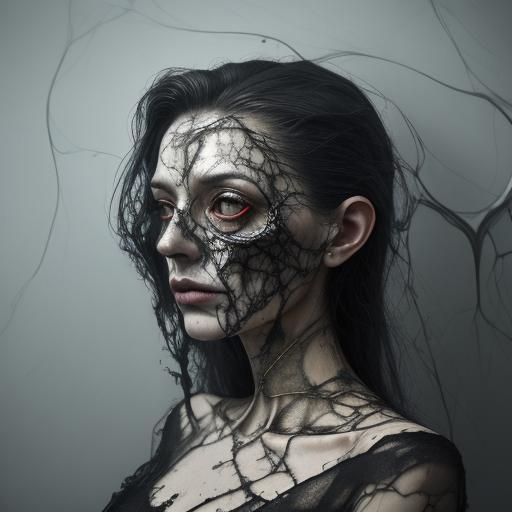 Surreal Face Deterioration in Dreamlike Ambiance