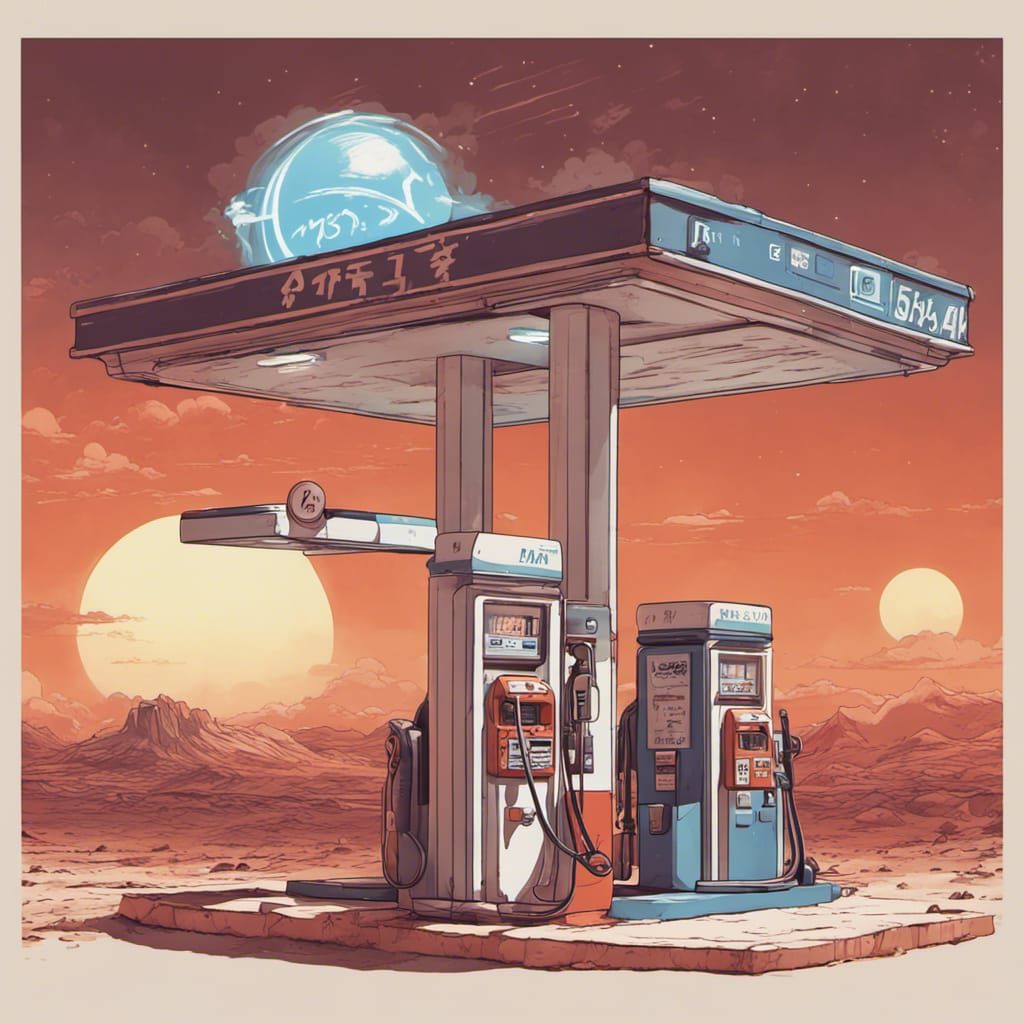 Retro Gas Station on Mars: Anime Key Visual