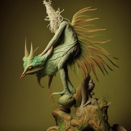 Elves with Birds in a Fairytale Coloring Book Style