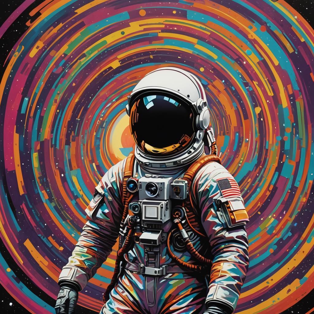 Astronaut in 70s Funk Poster Style