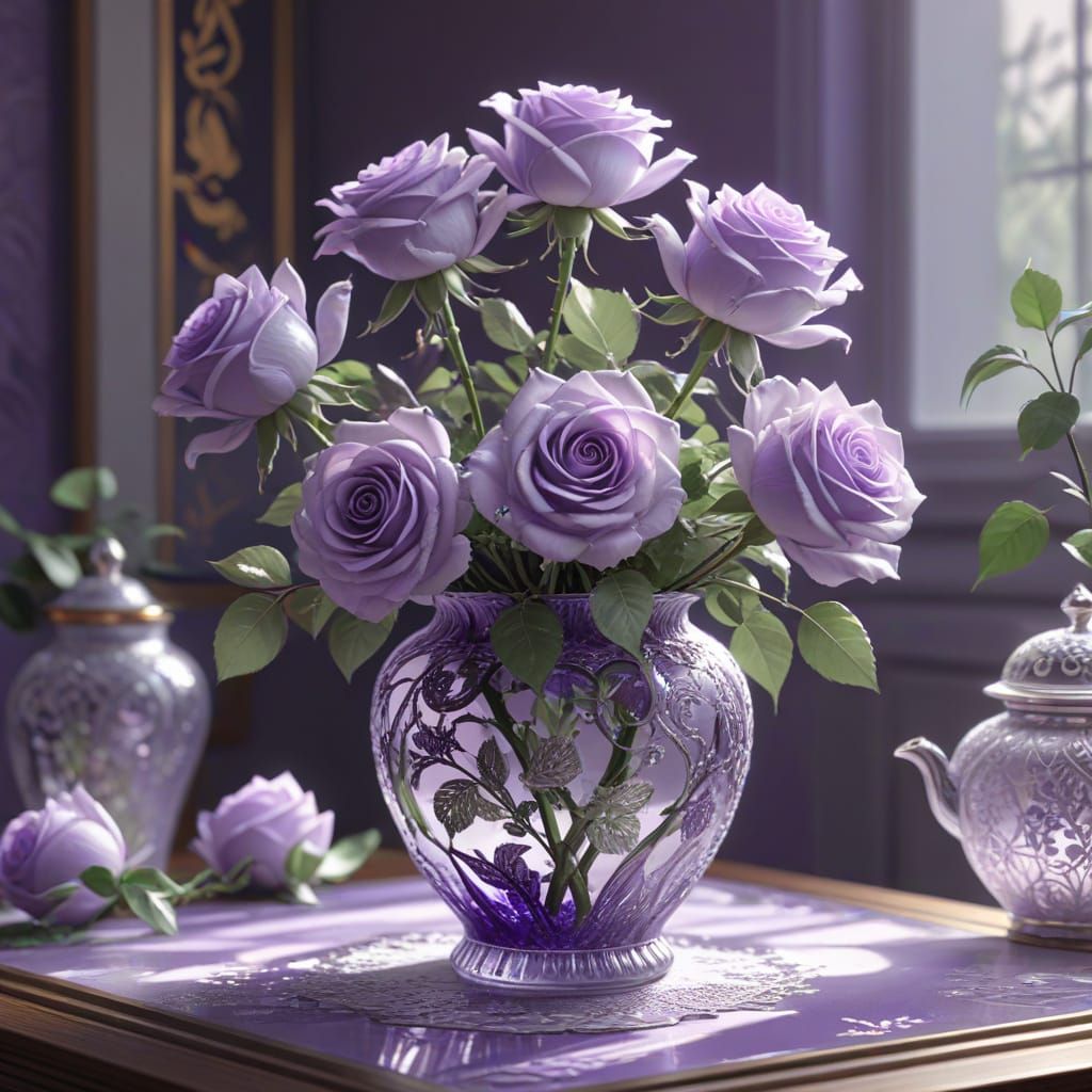 Lace Roses in Anime Style with Neon Lighting