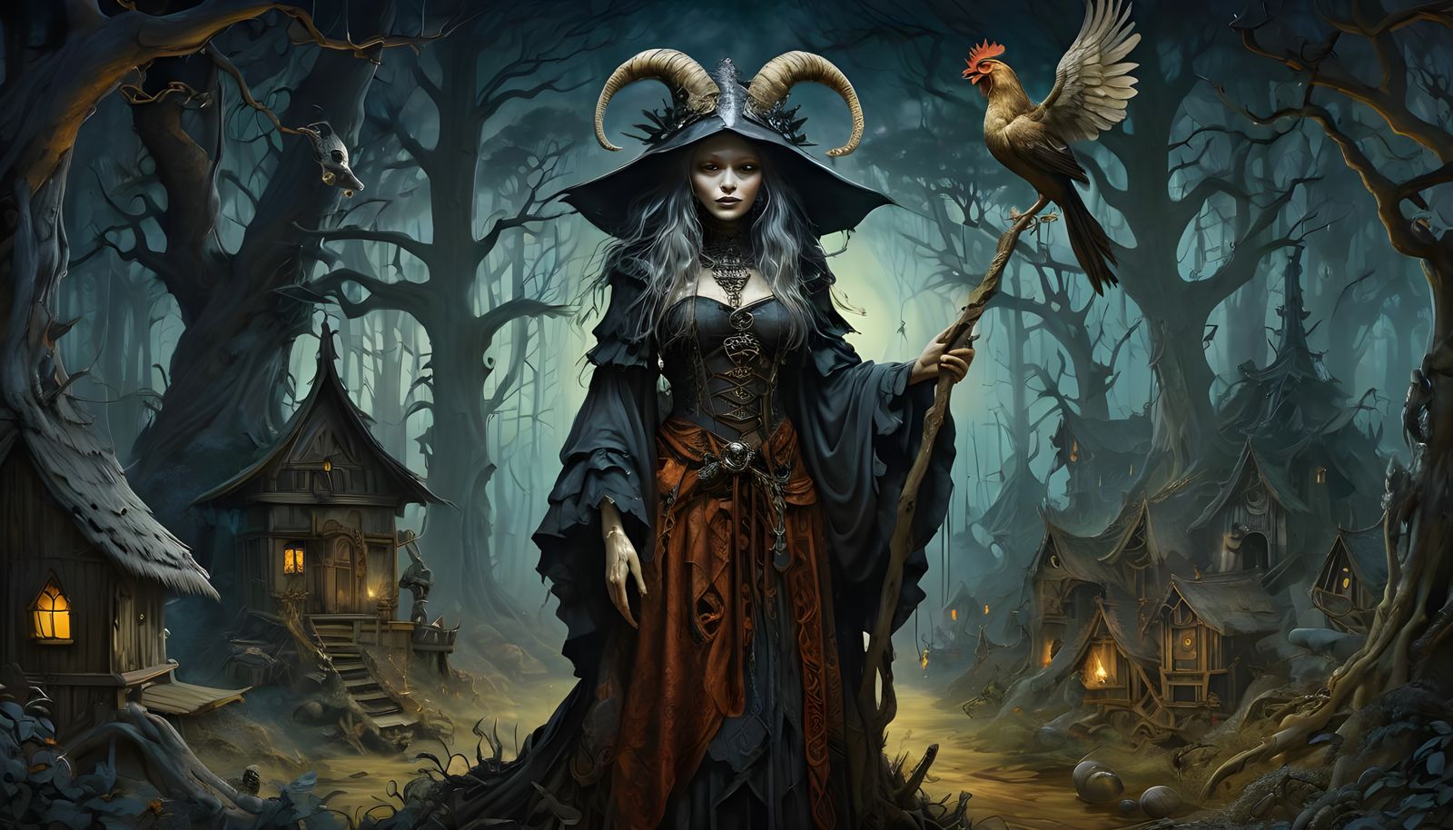 Baba Yaga's Enchanted Realm in Ayahuasca-Inspired Style