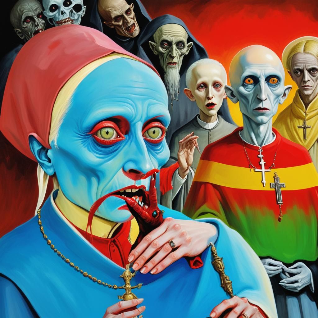 Unholy Marriage at Cryptid Vatican, Psychedelic Digital Art