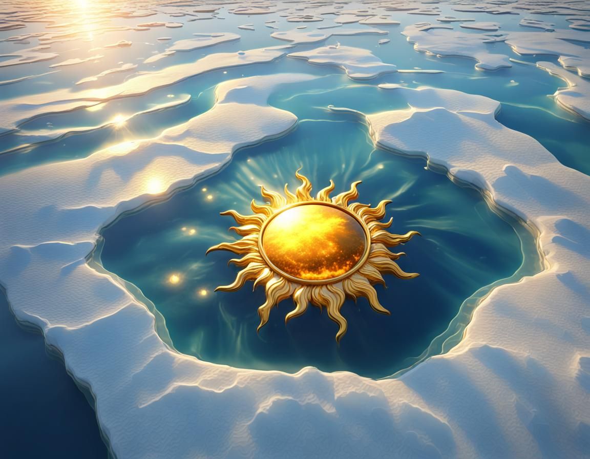 Golden Sun Pendant Radiating Light Underwater