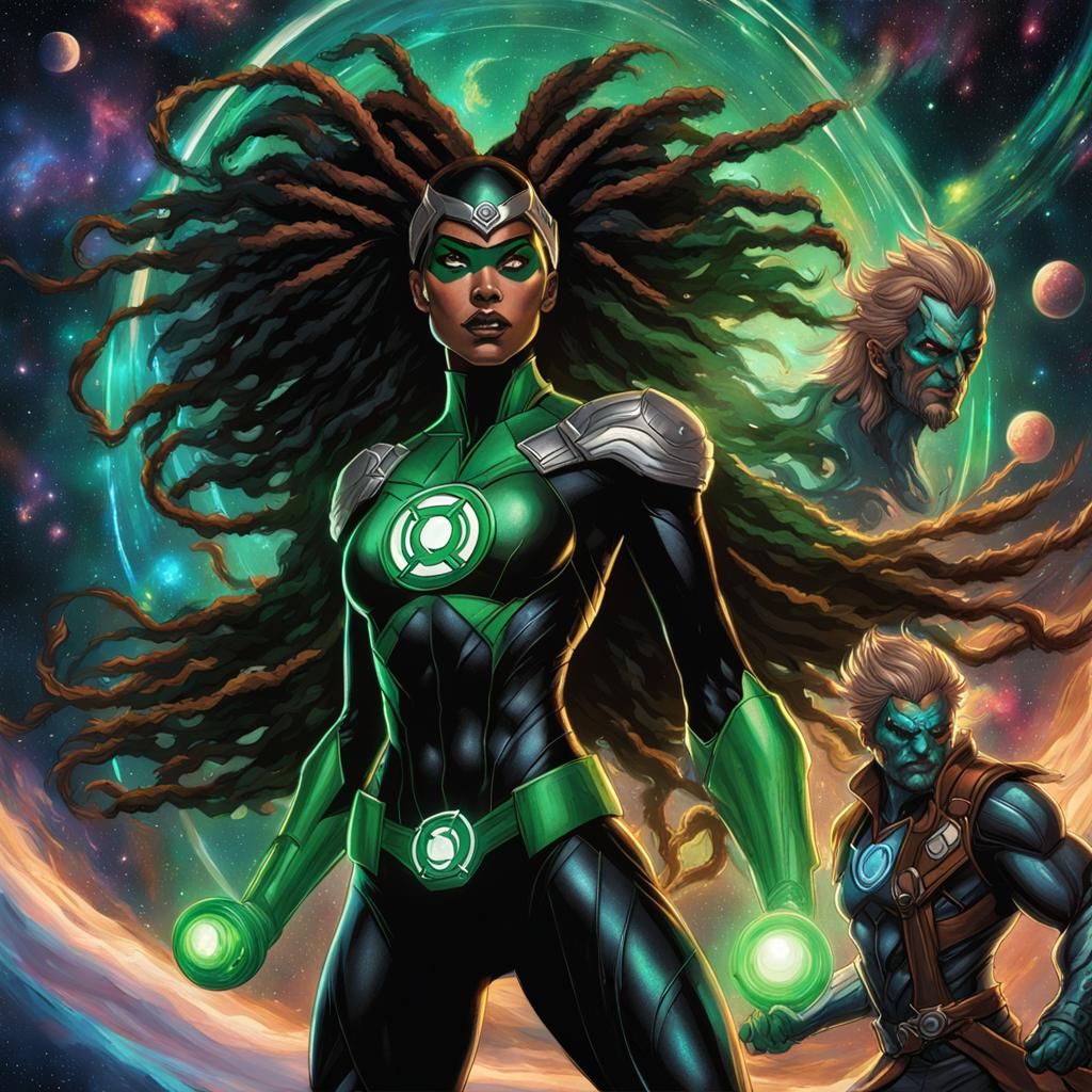 Epic Space Battle: Black Green Lantern and Hawkgirl