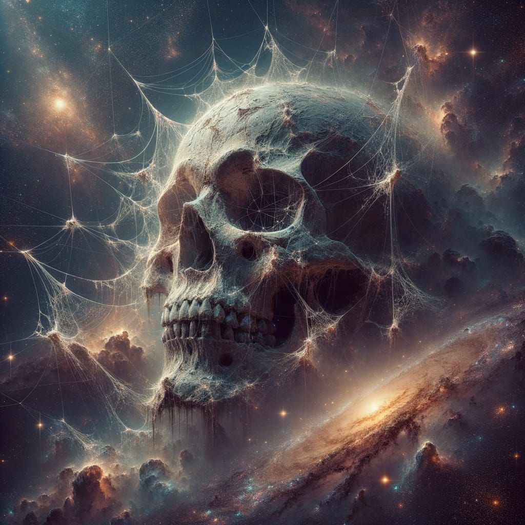 Ancient Cosmic Skull Floating in Deep Space