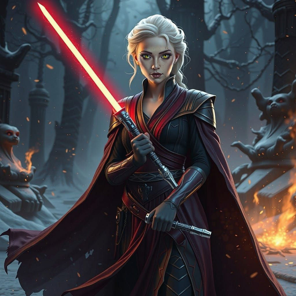 Sultry Disney Princess Wields Red Lightsaber
