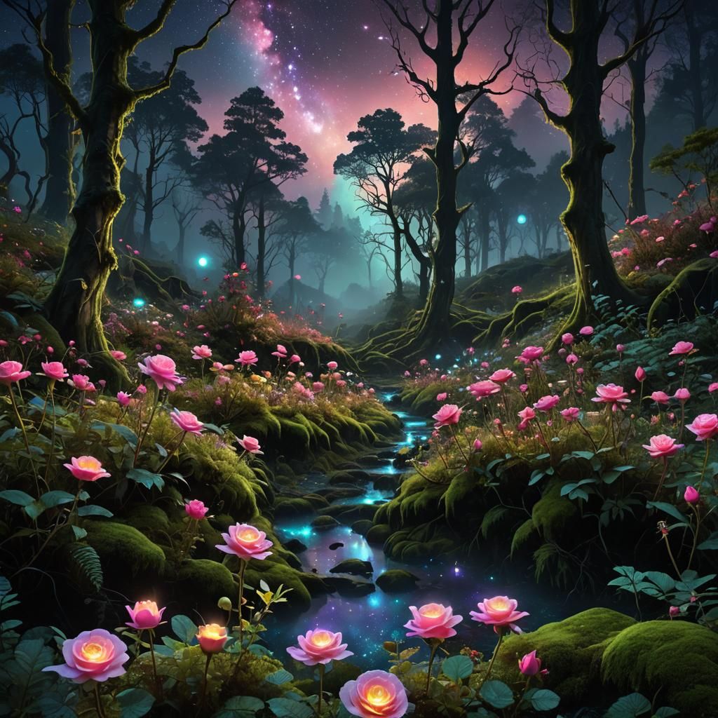 glowing rose path