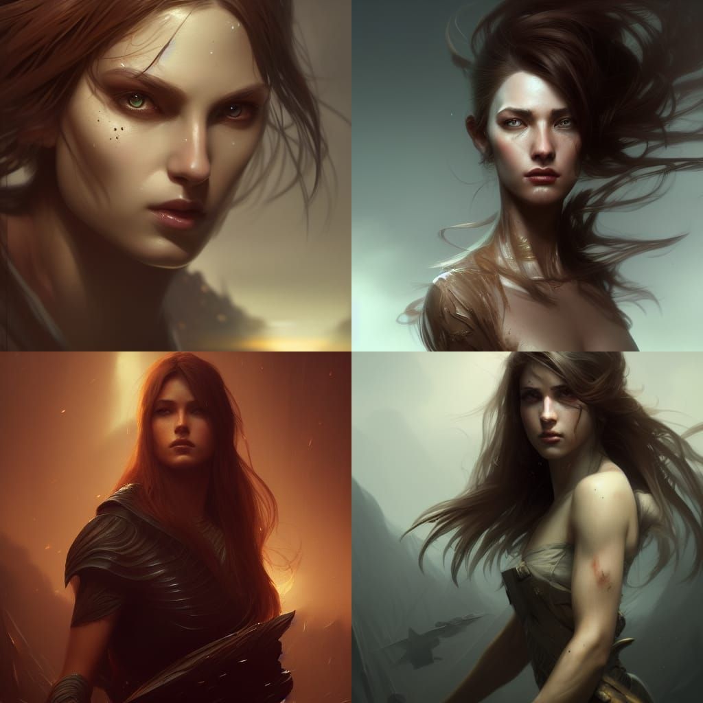 Fantasy Warrior Woman in Dark Fantasy Style