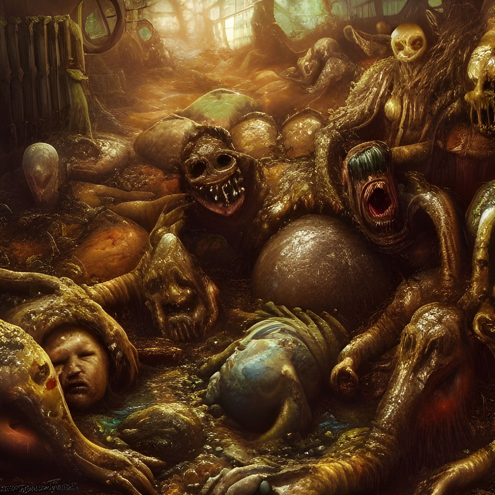 Festering Muck Creatures in Cannibalistic Scene