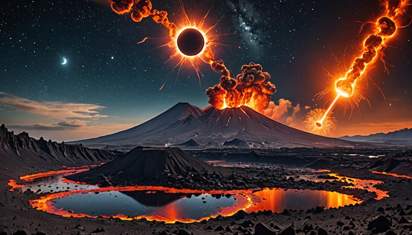 Surreal Apocalypse with Radiant Celestial Display