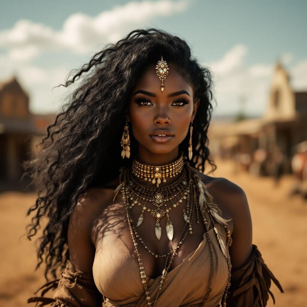 African American Woman in Wild West, Cinematic Style