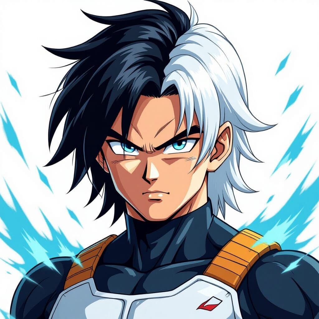 Android with Cyan Eyes in Dragon Ball Style