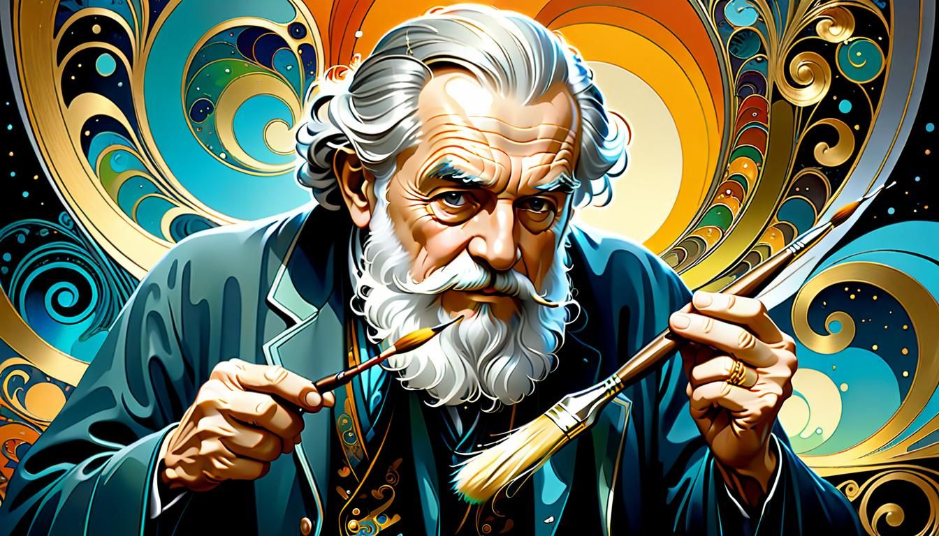 Art Nouveau Artist with Tiny Brush