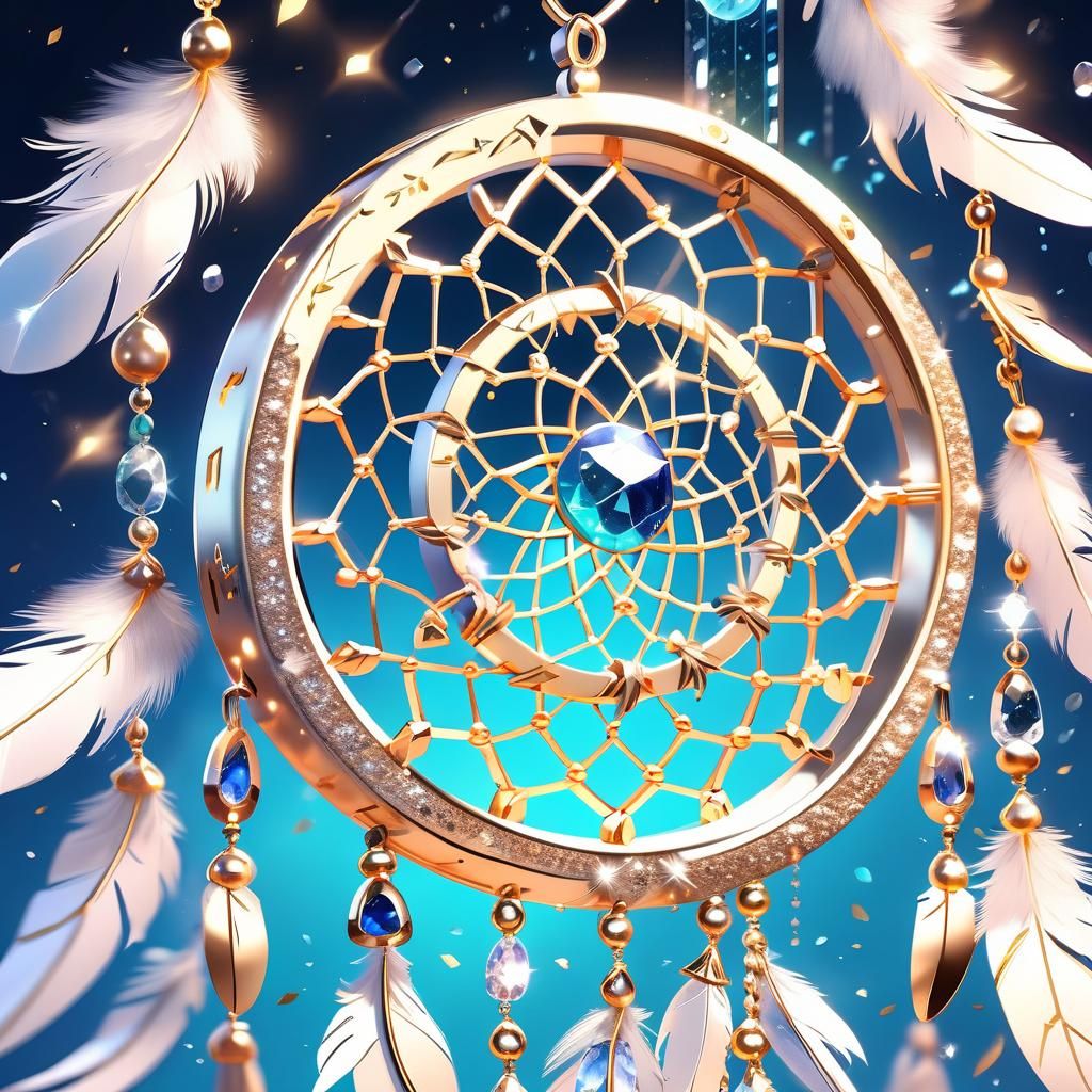 Dreamcatcher with Sparkly Feathers: 3D Anime Art