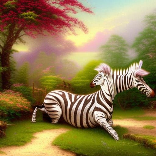Albino Zebra on Bright Background in Ethereal Style