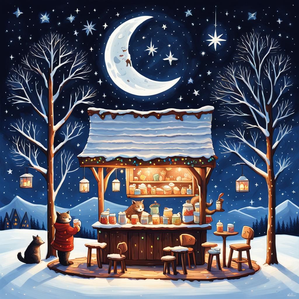 Moonlit Hot Chocolate Stand Under the Stars
