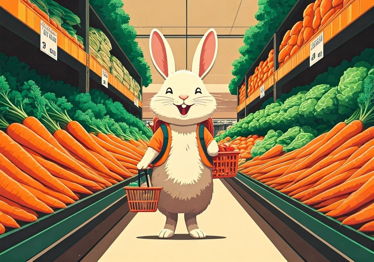Vibrant Produce Wonderland in Whimsical Art Style