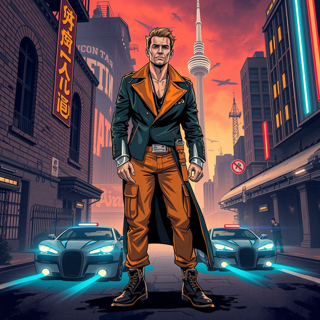 Innovator Between Old and New, in Cyberpunk Style