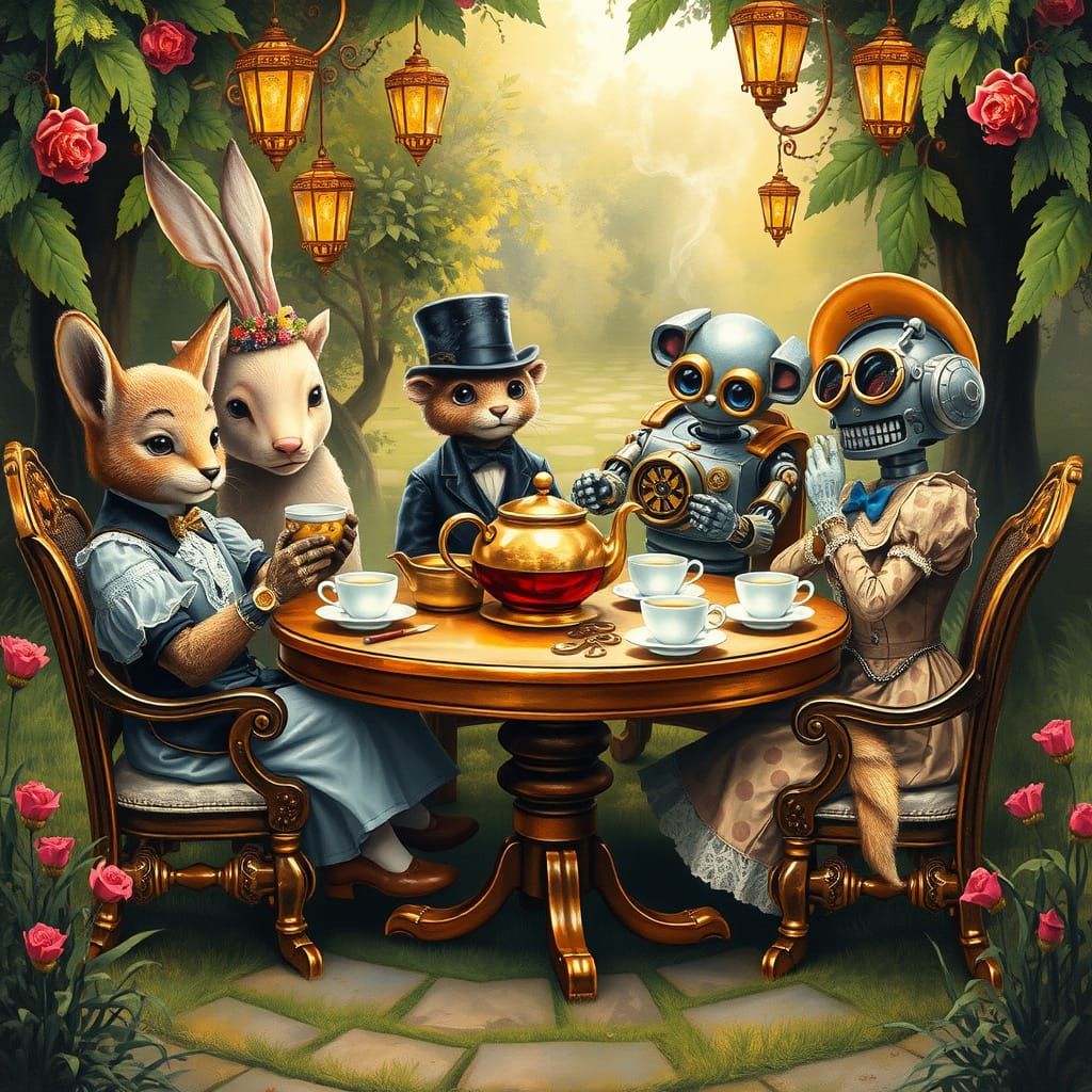 Steampunk Tea Party in a Whimsical Garden