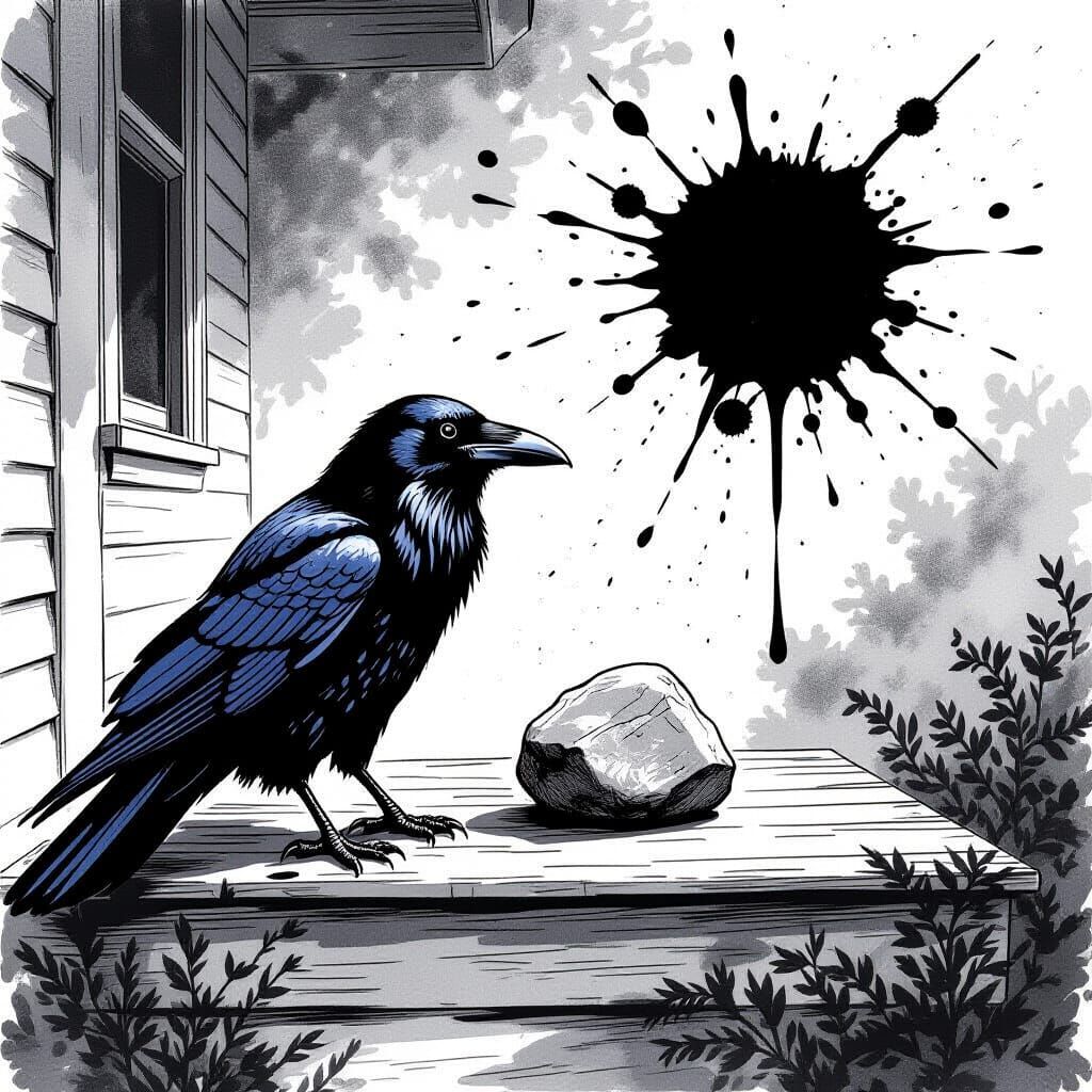 Raven Presents a Gift in Ink Splatter Style