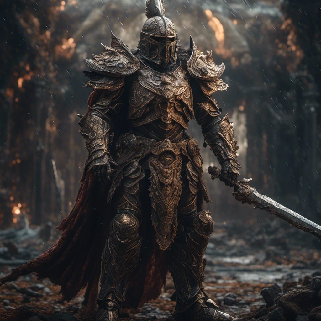 Armored Warrior Titan: Epic Digital Matte Painting