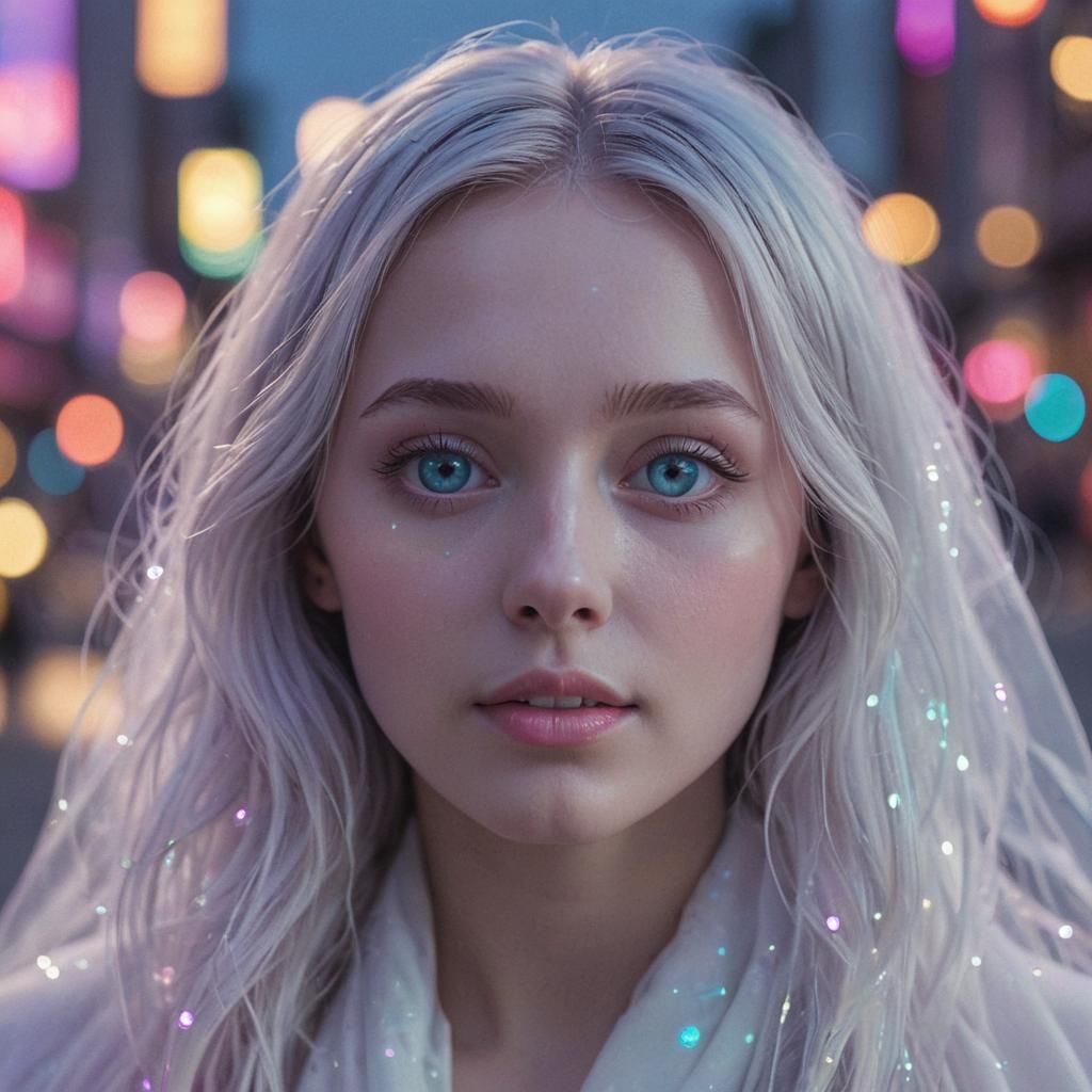 Neon Ghost Portrait in Pop Art Style