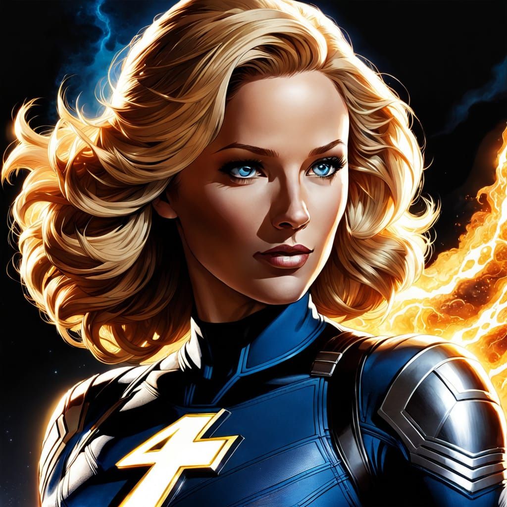 Sue Storm: Invisible Woman in Comic Book Style