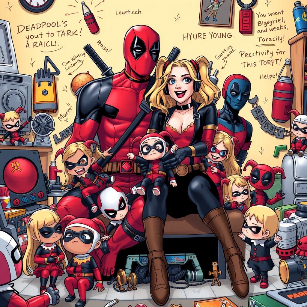Deadpool and Harley Quinn Family Chaos