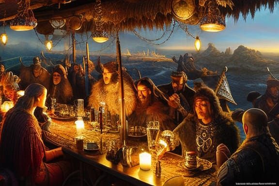 Vikings in Yarn Chainmail, Dieselpunk Art Nouveau Style