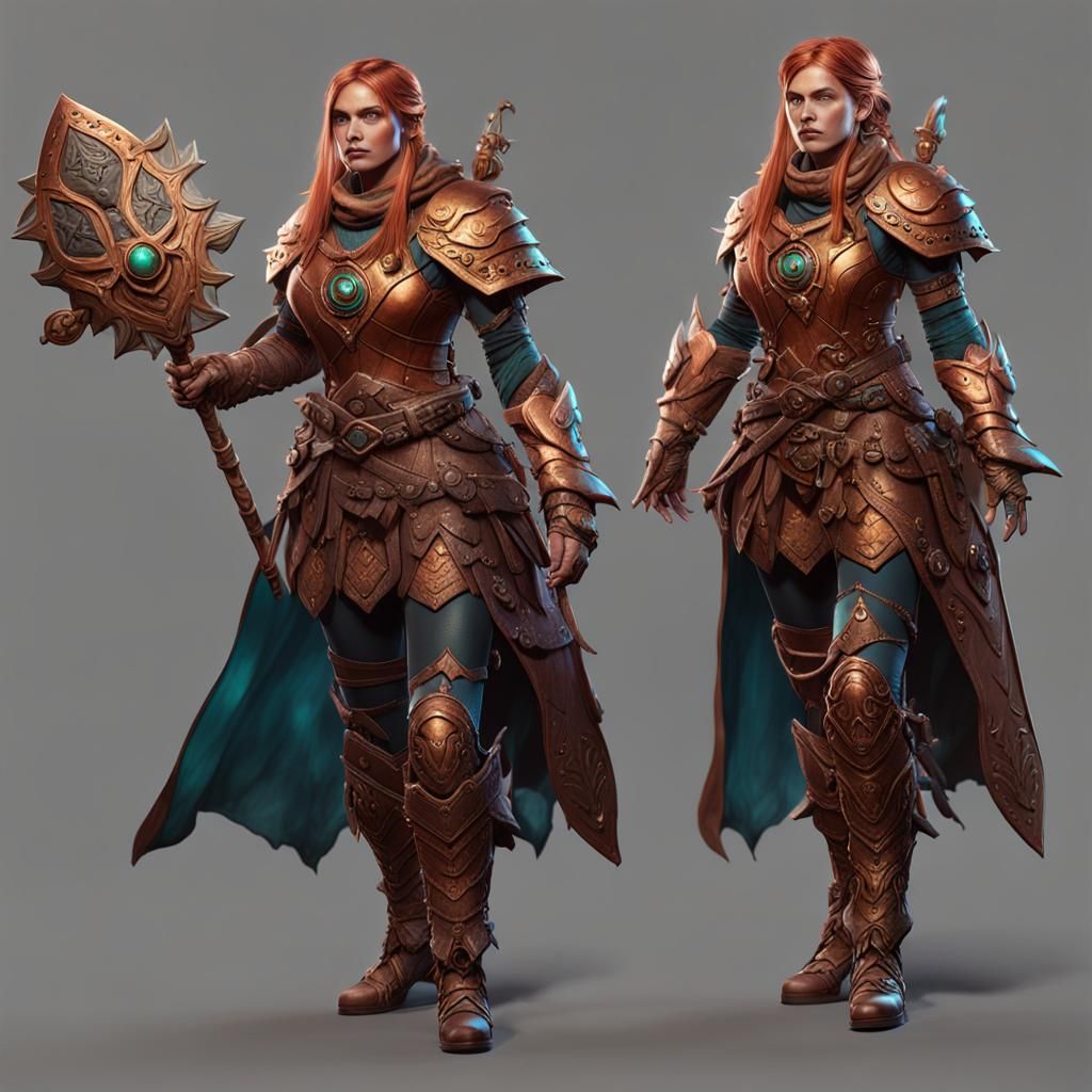 Copper Technomancer: Detailed Fantasy Art in 8K