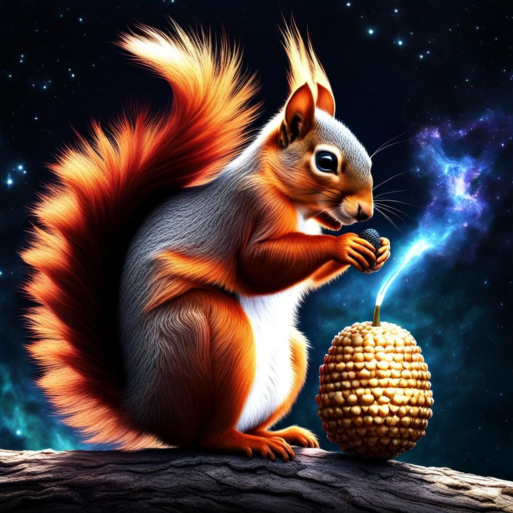 Squirrel Eating Nebula Acorn in Unreal Engine 5