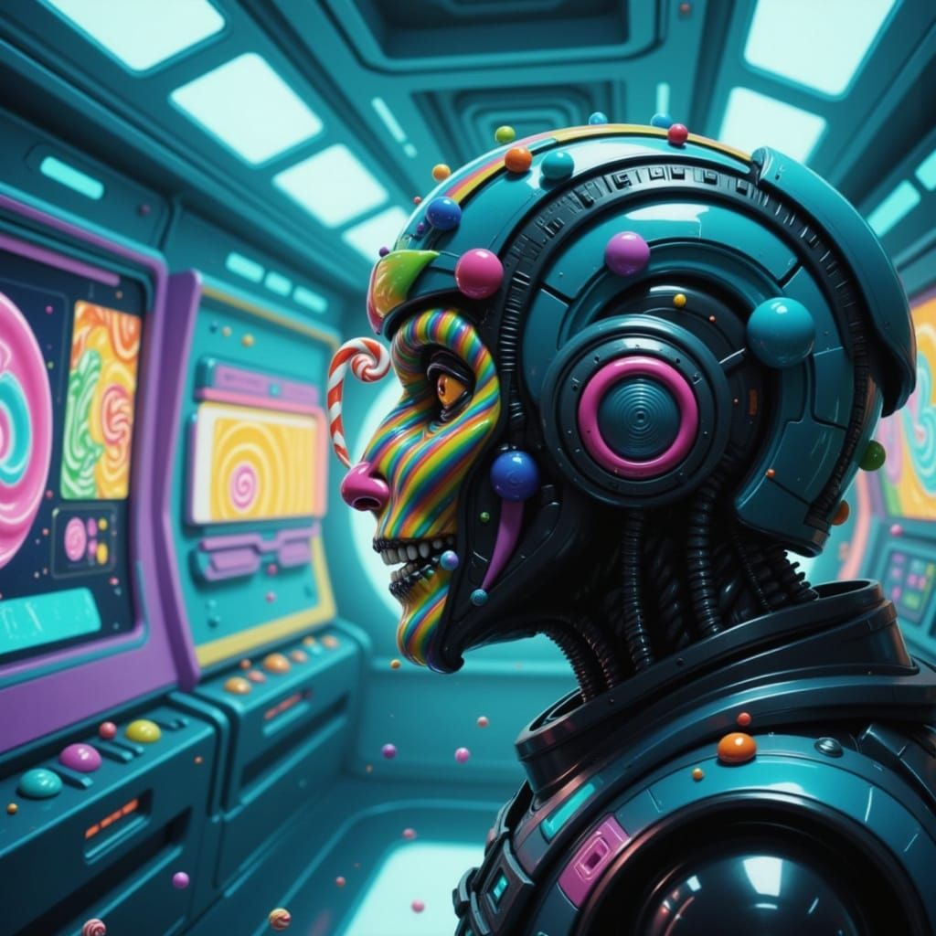 Vibrant Candy Apocalypse in Cyberpunk Style