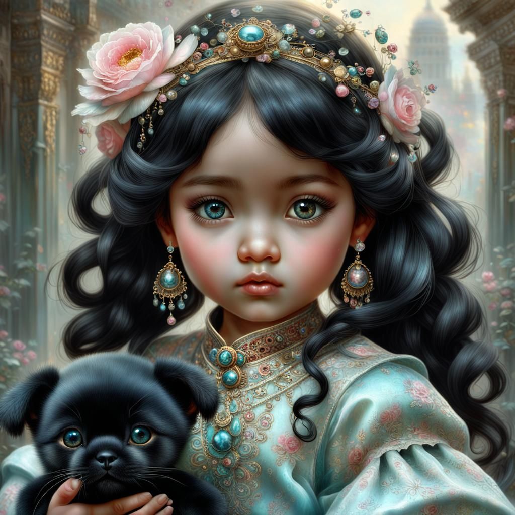 Asian Baby Girl with Black Hair in Zatzka Style