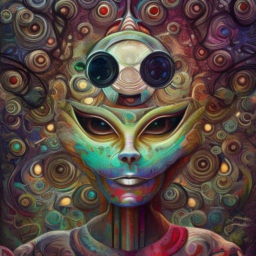 Steampunk Psychedelic Face in Hypnogogic Imagery