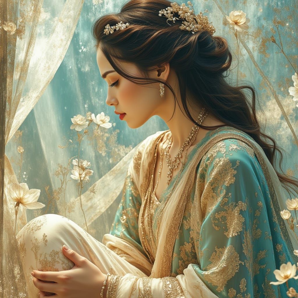 <lora:DreamweaverFlux:1.0> ethereal textured watercolor 3d 5...