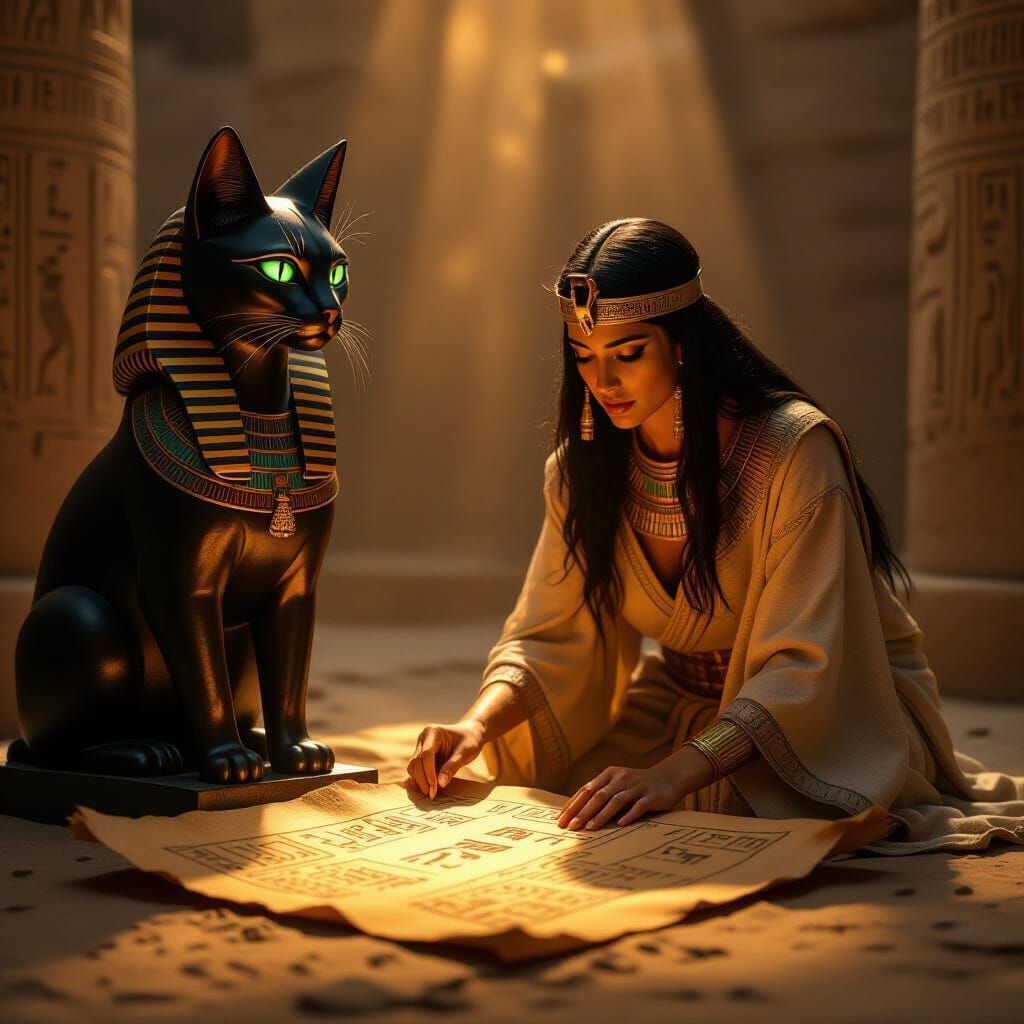 Nefru Uncovers Map in Ancient Temple, Mystical Atmosphere