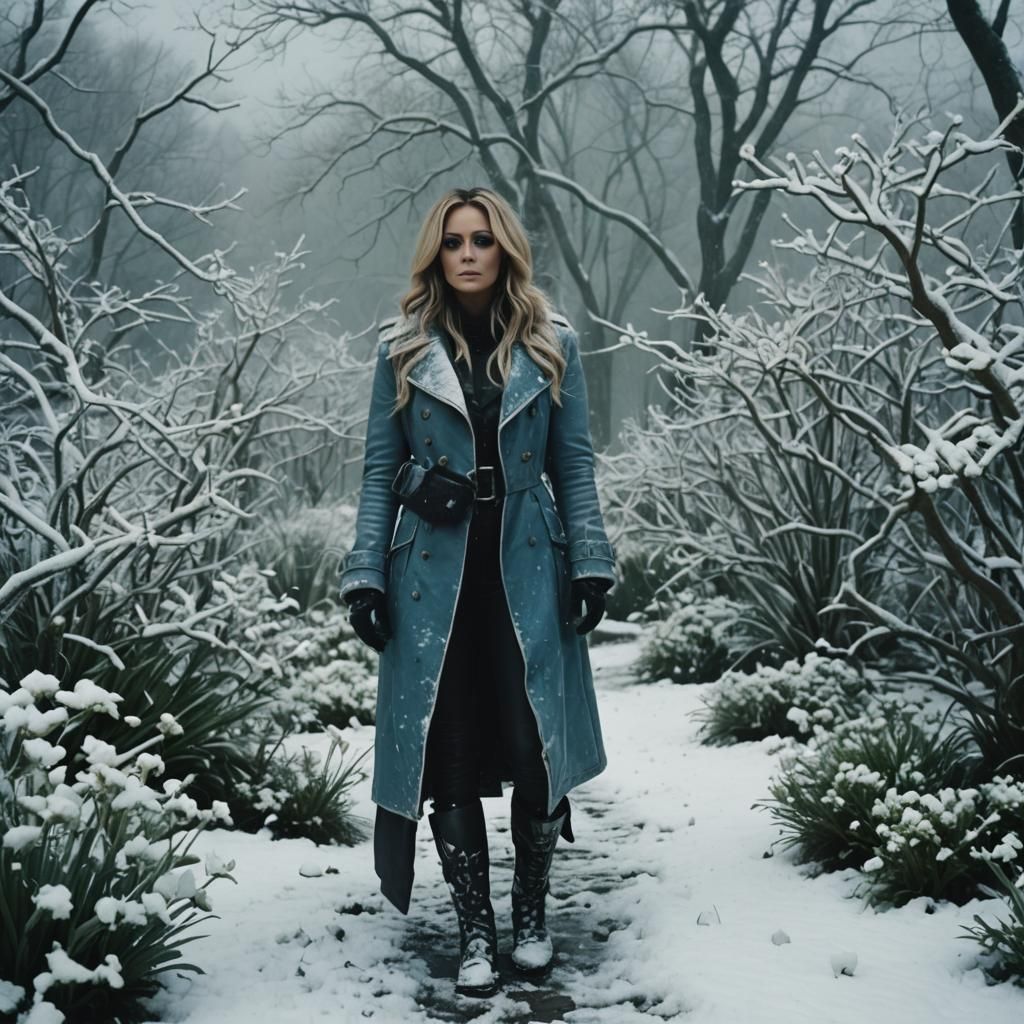 Aubrey O'Day in Leather in a Winter Poison Garden