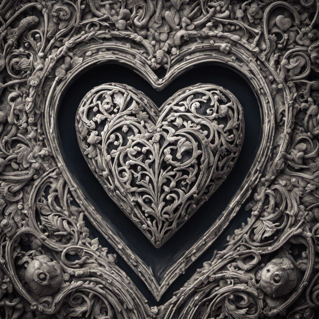 Hyperrealistic Love Heart with Intricate Details