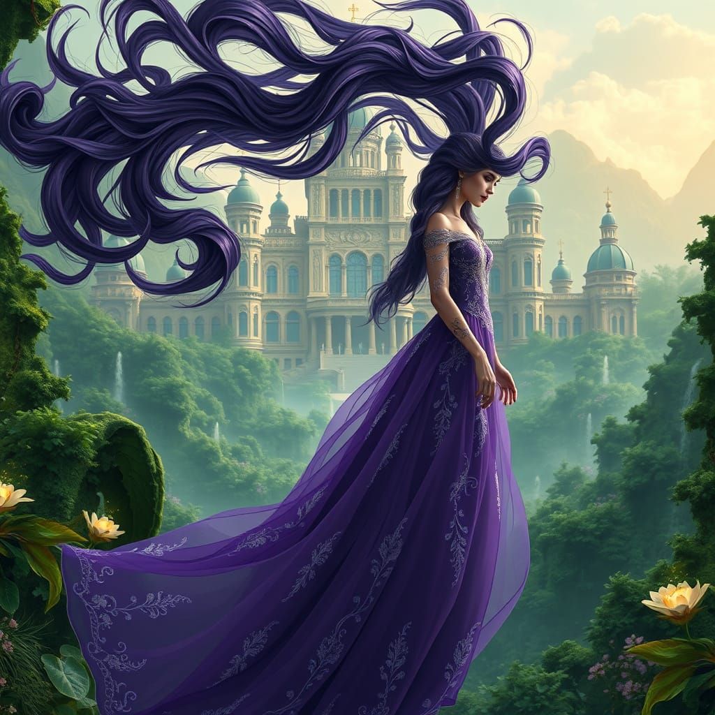 Ethereal Princess Amidst Whimsical Palace