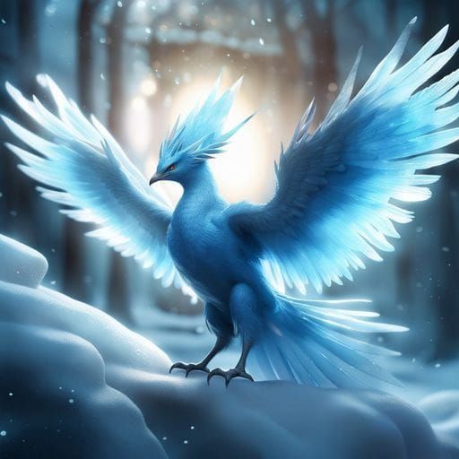 Photorealistic Articuno Flying in Blizzard
