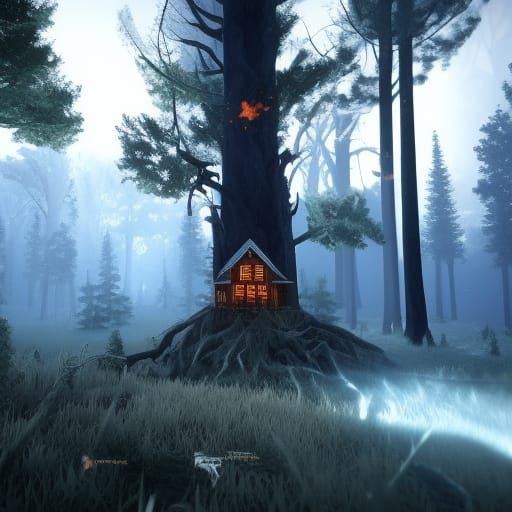 Dark Forest with Dragon Ghosts: 3D Game Cinematic